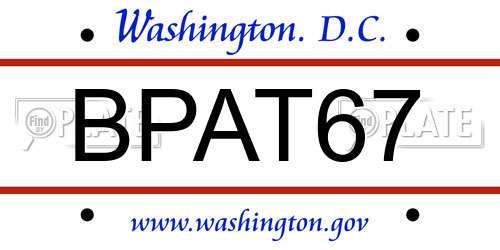 BPAT67 District Of Columbia License Plate