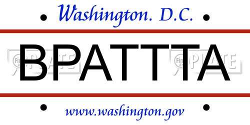 BPATTTA District Of Columbia License Plate
