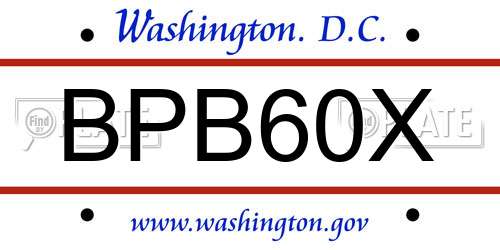BPB60X District Of Columbia License Plate