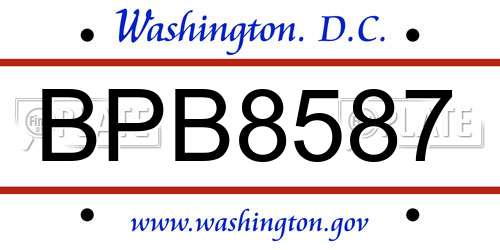 BPB8587 District Of Columbia License Plate