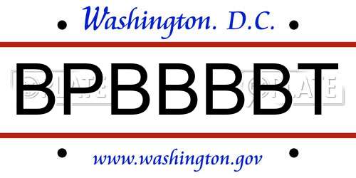 BPBBBBT District Of Columbia License Plate