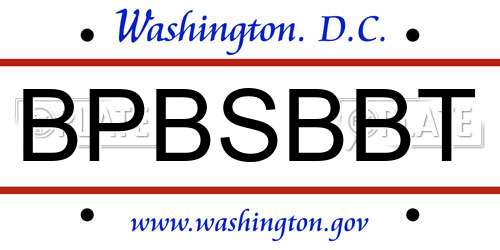 BPBSBBT District Of Columbia License Plate