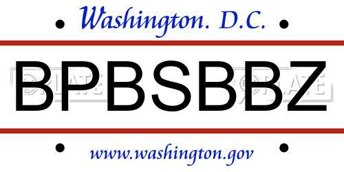 BPBSBBZ District Of Columbia License Plate