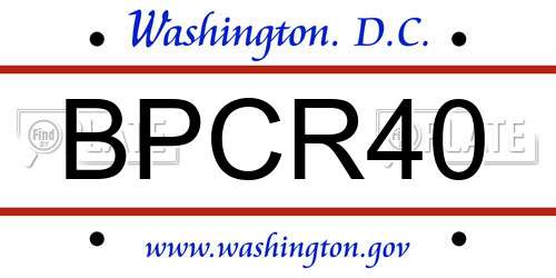 BPCR40 District Of Columbia License Plate