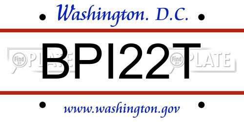 BPI22T District Of Columbia License Plate