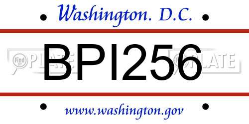 BPI256 District Of Columbia License Plate