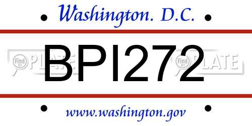 BPI272 District Of Columbia License Plate