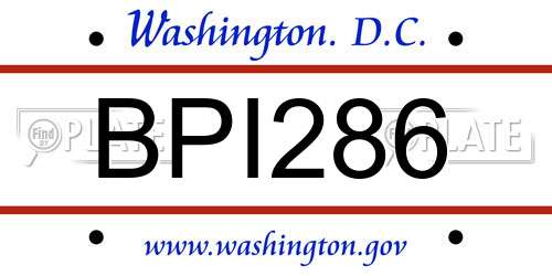 BPI286 District Of Columbia License Plate
