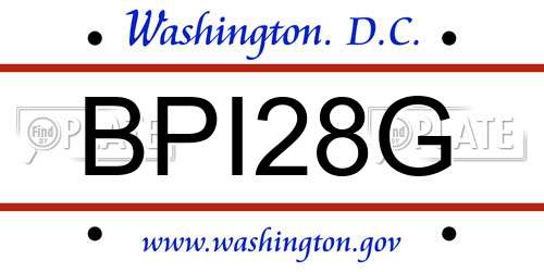 BPI28G District Of Columbia License Plate