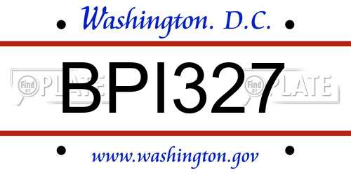BPI327 District Of Columbia License Plate