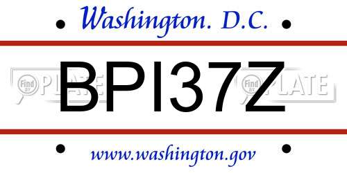 BPI37Z District Of Columbia License Plate