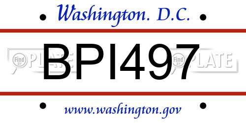 BPI497 District Of Columbia License Plate