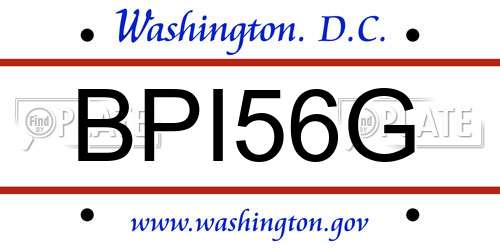 BPI56G District Of Columbia License Plate
