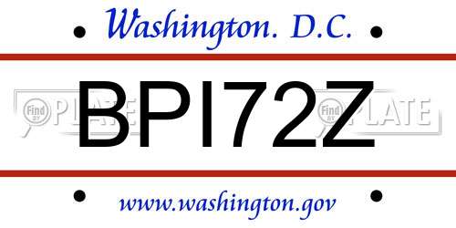 BPI72Z District Of Columbia License Plate
