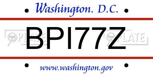 BPI77Z District Of Columbia License Plate