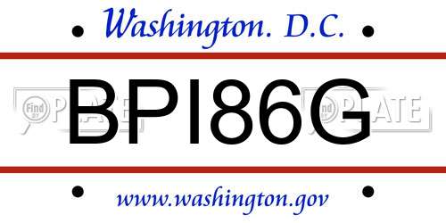 BPI86G District Of Columbia License Plate