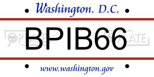 BPIB66 District Of Columbia License Plate