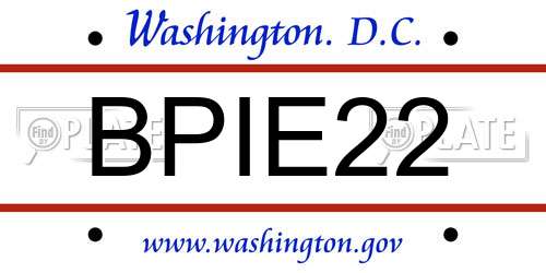 BPIE22 District Of Columbia License Plate