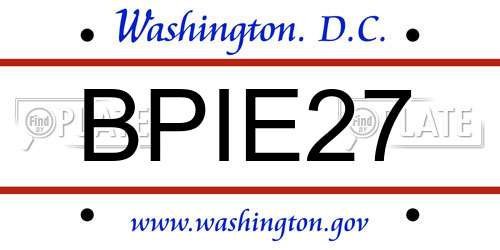BPIE27 District Of Columbia License Plate