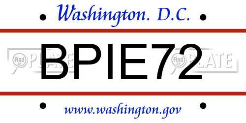 BPIE72 District Of Columbia License Plate