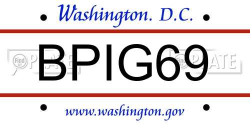 BPIG69 District Of Columbia License Plate