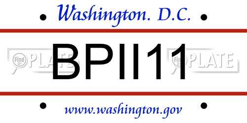 BPII11 District Of Columbia License Plate