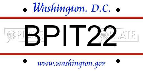 BPIT22 District Of Columbia License Plate
