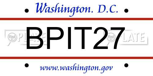 BPIT27 District Of Columbia License Plate
