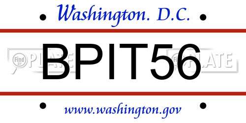 BPIT56 District Of Columbia License Plate