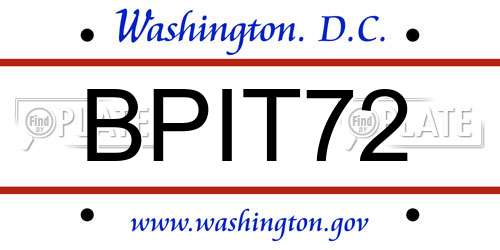 BPIT72 District Of Columbia License Plate
