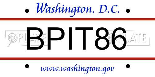BPIT86 District Of Columbia License Plate