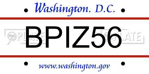 BPIZ56 District Of Columbia License Plate
