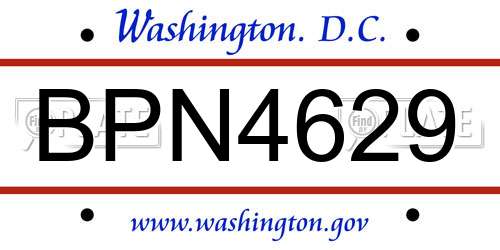 BPN4629 District Of Columbia License Plate