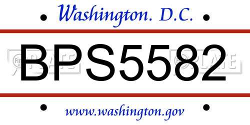 BPS5582 District Of Columbia License Plate