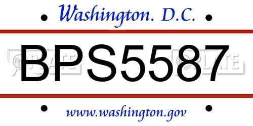 BPS5587 District Of Columbia License Plate