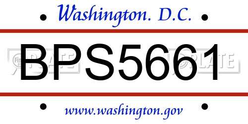 BPS5661 District Of Columbia License Plate