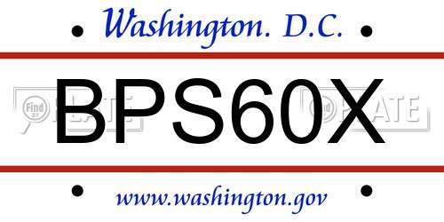 BPS60X District Of Columbia License Plate