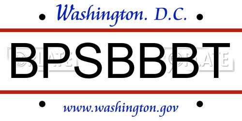 BPSBBBT District Of Columbia License Plate
