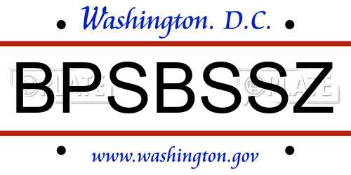 BPSBSSZ District Of Columbia License Plate
