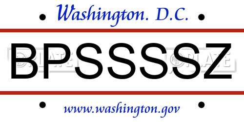 BPSSSSZ District Of Columbia License Plate