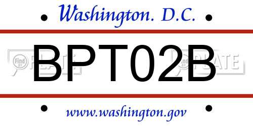BPT02B District Of Columbia License Plate