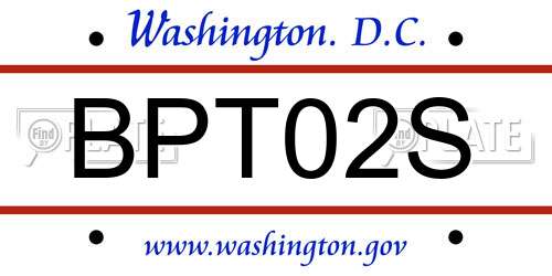 BPT02S District Of Columbia License Plate