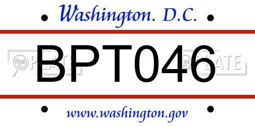 BPT046 District Of Columbia License Plate