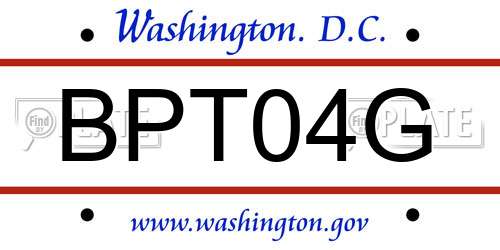 BPT04G District Of Columbia License Plate