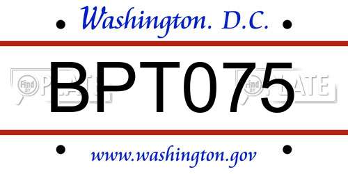 BPT075 District Of Columbia License Plate