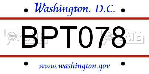 BPT078 District Of Columbia License Plate