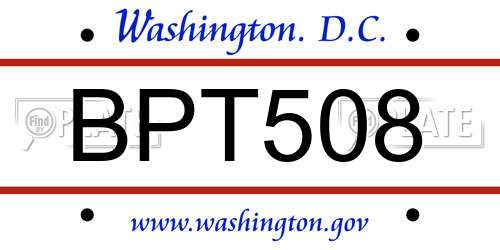 BPT508 District Of Columbia License Plate
