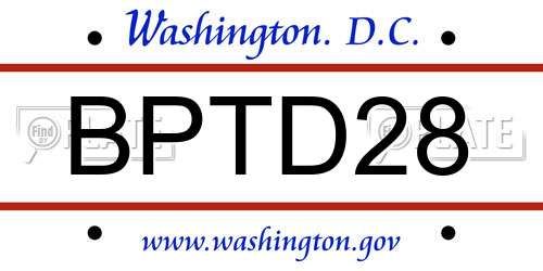 BPTD28 District Of Columbia License Plate