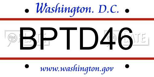 BPTD46 District Of Columbia License Plate