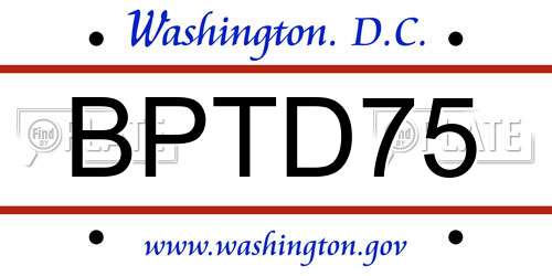 BPTD75 District Of Columbia License Plate